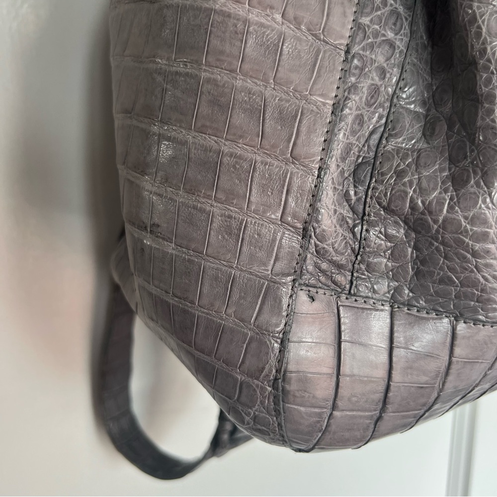 Nancy Gonzalez Grey Crocodile Drawstring Backpack - image 4